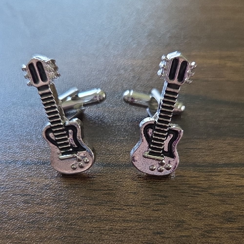 Silver Guitar Cuff links